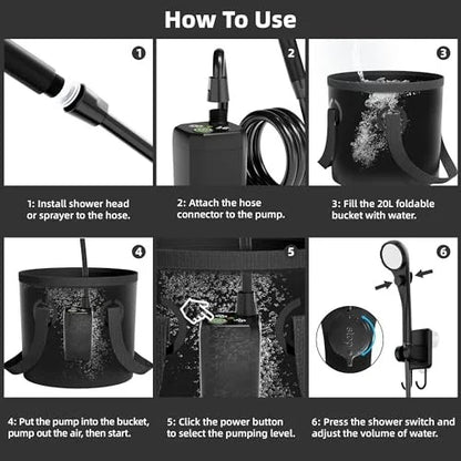 Portable Shower Kit Camping Shower Kit with Bucket