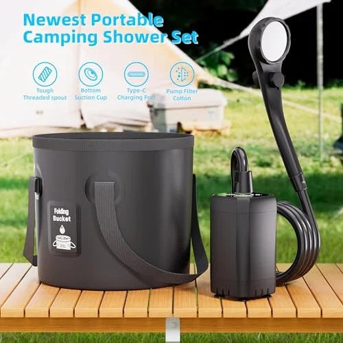 Portable Shower Kit Camping Shower Kit with Bucket