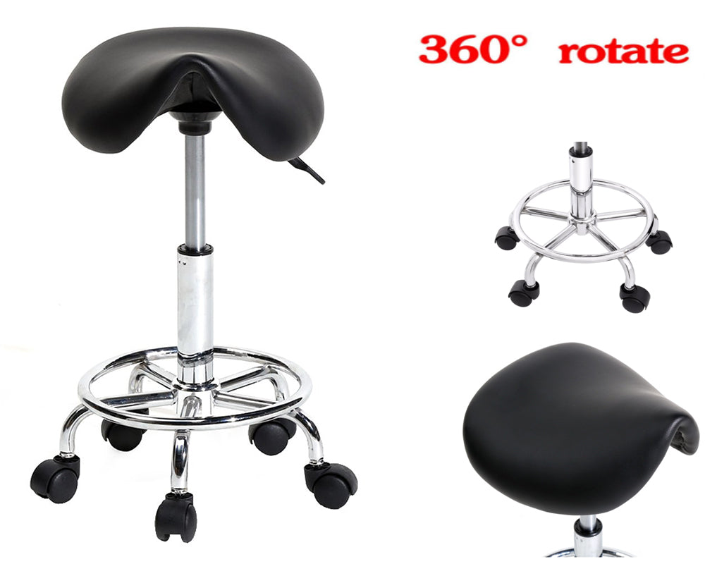 Rolling Saddle Stool PU Leather