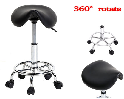 Rolling Saddle Stool PU Leather