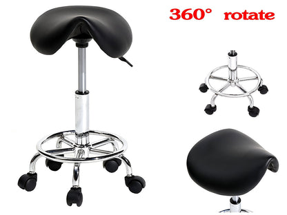 Rolling Saddle Stool PU Leather