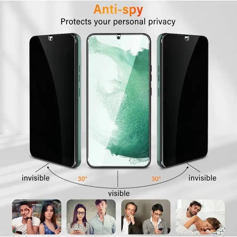 Samsung Galaxy A25 Privacy Tempered Glass Screen Protector – 9H HD Anti-Spy, 2.5D Rounded Edge, Impact & Scratch Resistant