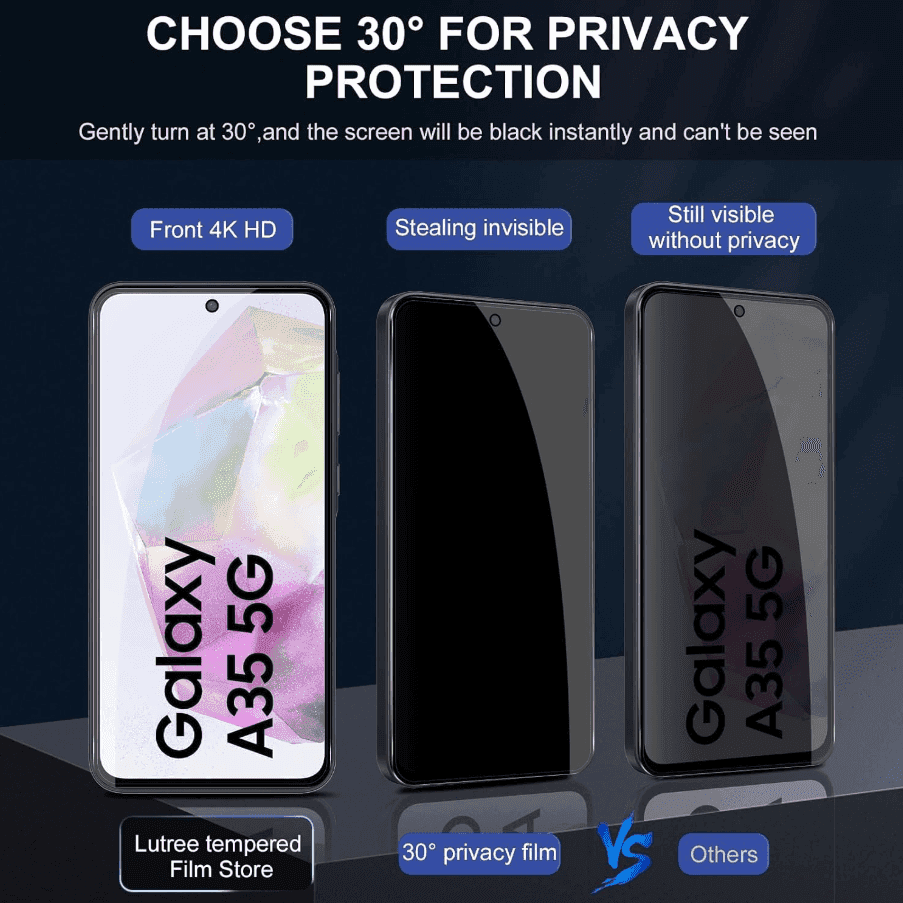 Samsung Galaxy A71 4G Privacy Tempered Glass Screen Protector (2 Pack) – 9H HD Anti-Spy, 2.5D Rounded Edge, Impact & Scratch Resistant