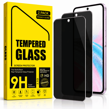 Samsung Galaxy A57 5G Privacy Tempered Glass Screen Protector (2 Pack) – 9H HD Anti-Spy, 2.5D Rounded Edge, Impact & Scratch Resistant