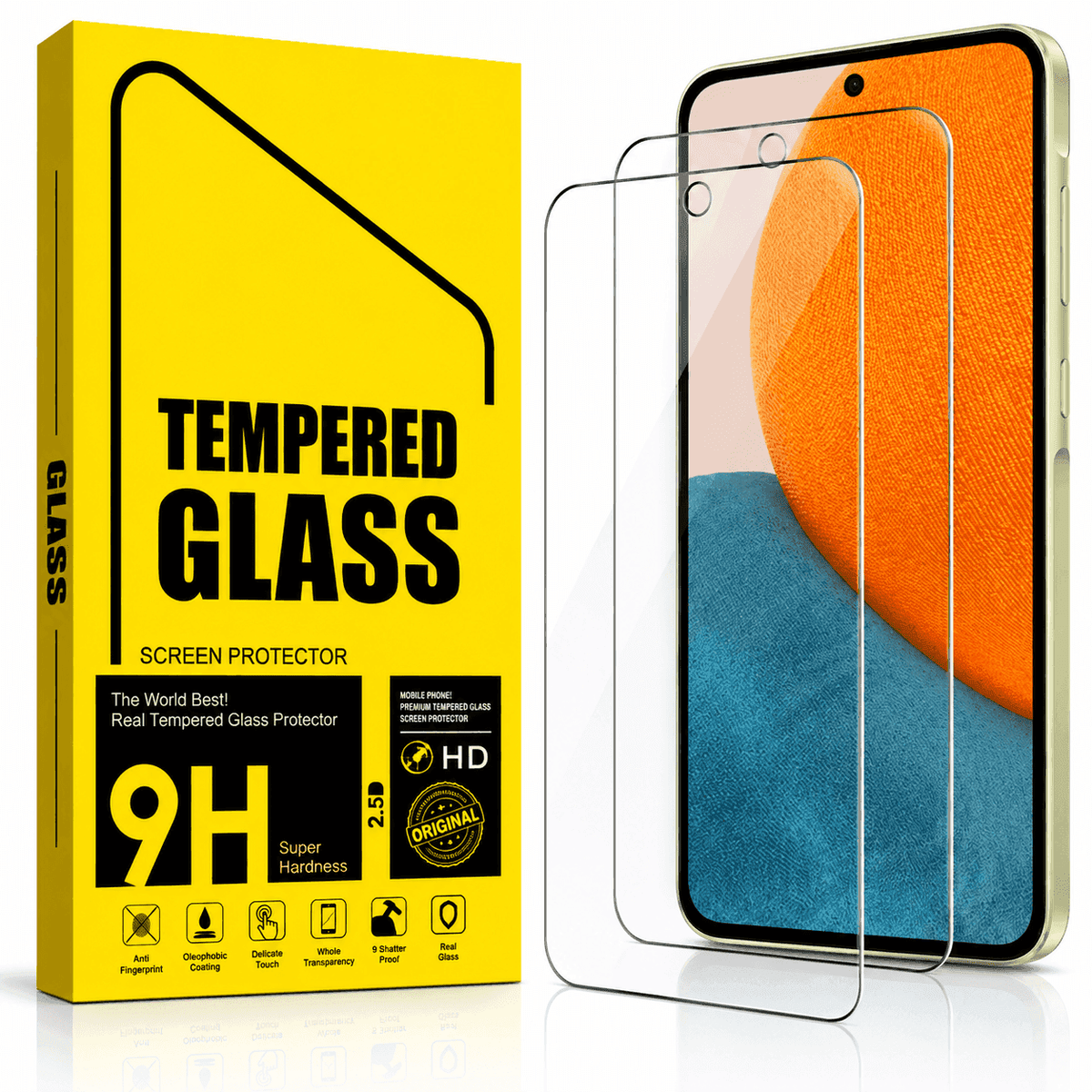 Samsung Galaxy A36 5G Tempered Glass Screen Protector (2 Pack) – 9H HD Clear 2.5D Rounded Edge