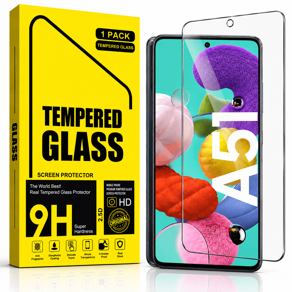 Samsung Galaxy A51 Tempered Glass Screen Protector – 9H HD Clear 2.5D Rounded Edge