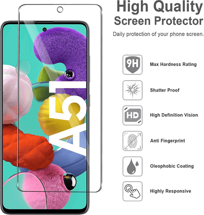 Samsung Galaxy A51 Tempered Glass Screen Protector – 9H HD Clear 2.5D Rounded Edge