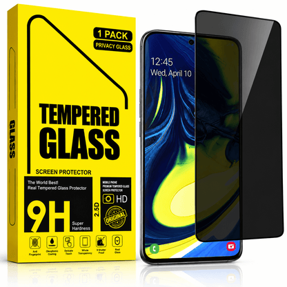 Samsung Galaxy A80 Privacy Tempered Glass Screen Protector – 9H HD Anti-Spy, 2.5D Rounded Edge, Impact & Scratch Resistant