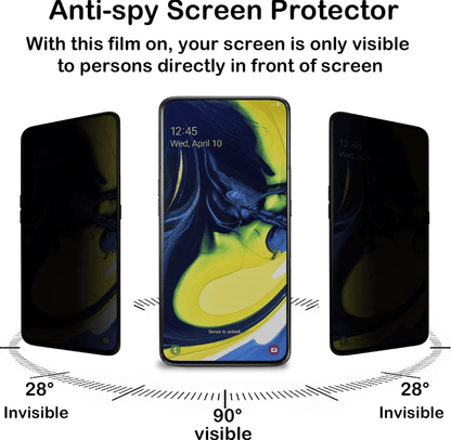 Samsung Galaxy A80 Privacy Tempered Glass Screen Protector – 9H HD Anti-Spy, 2.5D Rounded Edge, Impact & Scratch Resistant