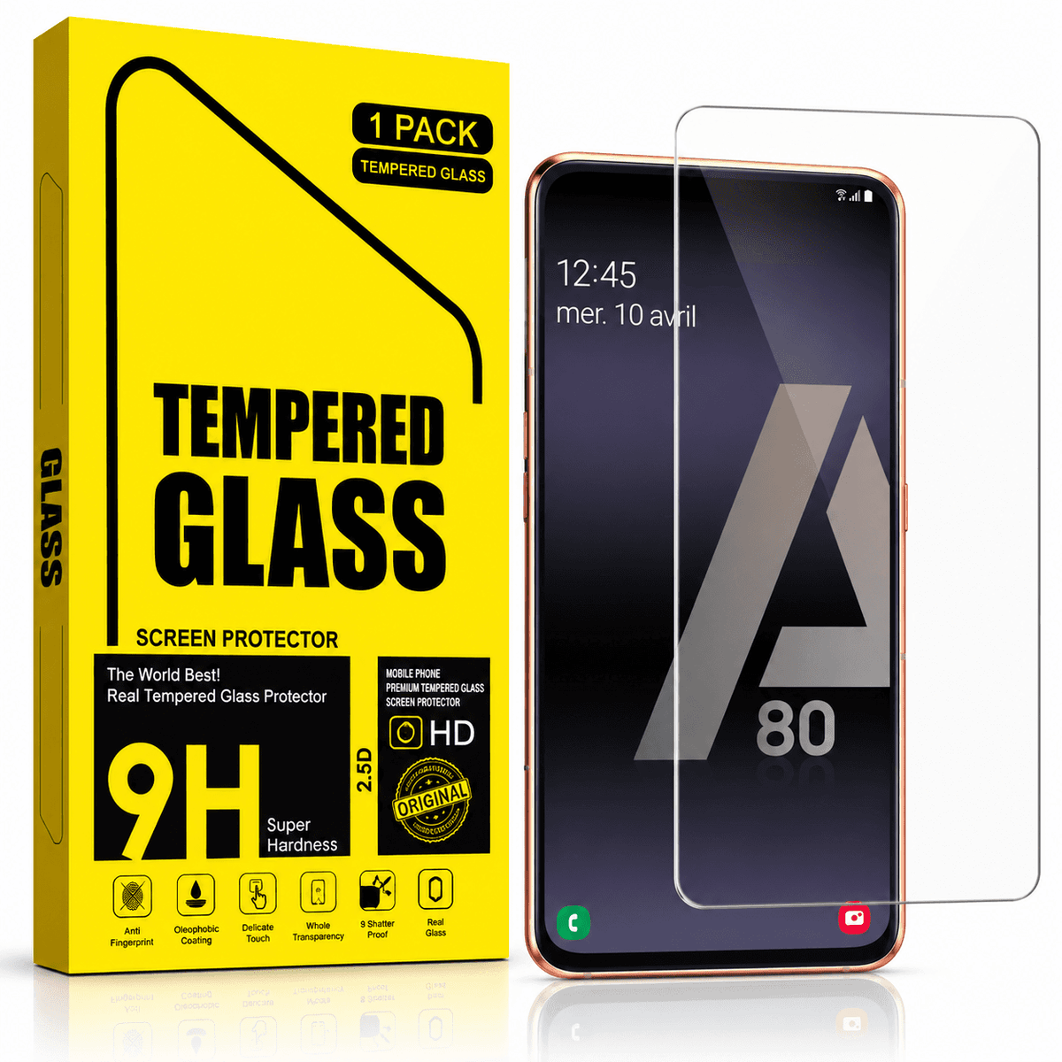 Samsung Galaxy A80 Tempered Glass Screen Protector – 9H HD Clear 2.5D Rounded Edge