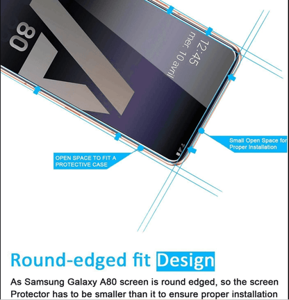 Samsung Galaxy A80 Tempered Glass Screen Protector – 9H HD Clear 2.5D Rounded Edge