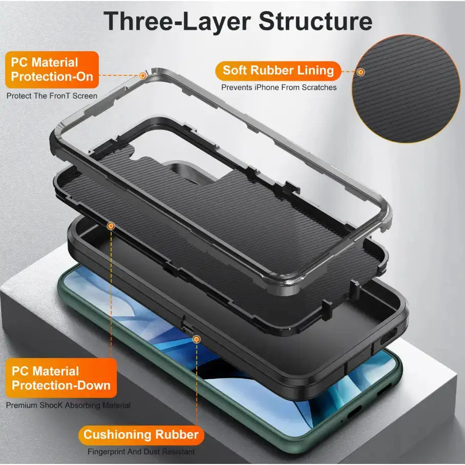 Samsung Galaxy S21 FE Triple Layer Armor Hard Case | 3-Layer Armor PC TPU Cover