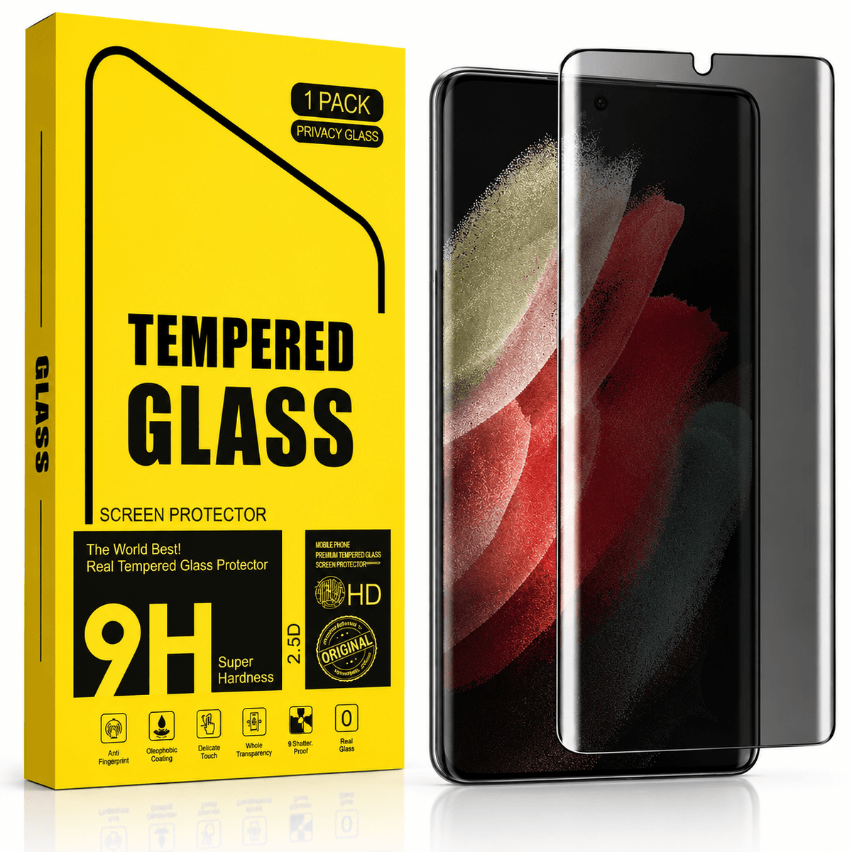 Samsung Galaxy S21 Ultra Privacy Tempered Glass Screen Protector – 9H HD Anti-Spy, 2.5D Rounded Edge, Impact & Scratch Resistant