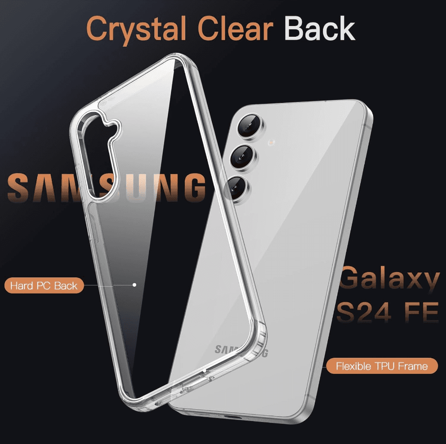 Samsung Galaxy S24 FE Hybrid Ultra Clear Shockproof Case – Hard Back with Soft Bumper