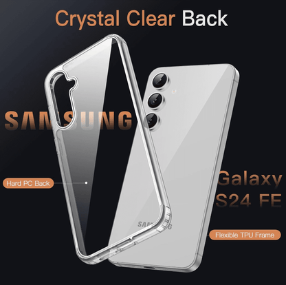 Samsung Galaxy S24 FE Hybrid Ultra Clear Shockproof Case – Hard Back with Soft Bumper