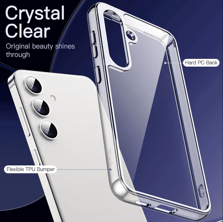 Samsung Galaxy S24 Plus Hybrid Ultra Clear Shockproof Case – Hard Back with Soft Bumper