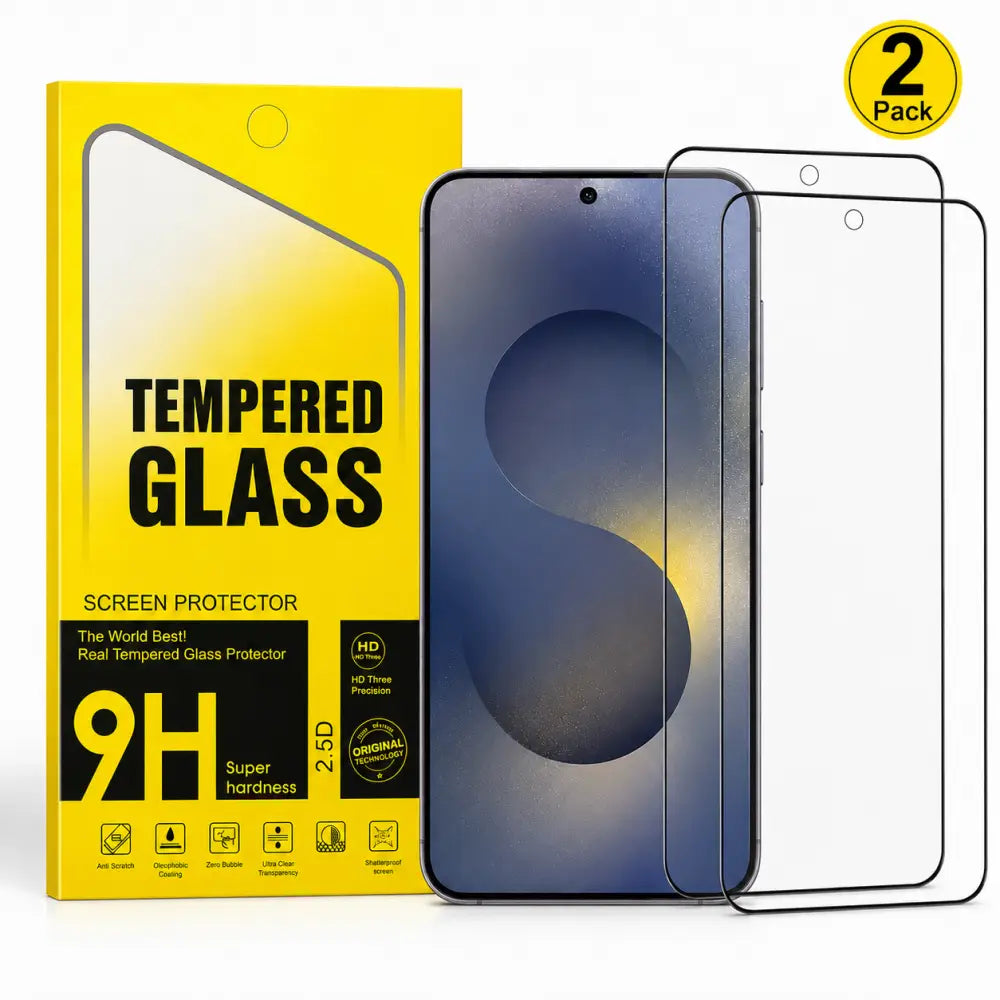 Samsung Galaxy S24 Ultra Clear Tempered Glass Screen Protector (2 Pack) – 9H HD, 2.5D Rounded Edge, Impact & Scratch Resistant