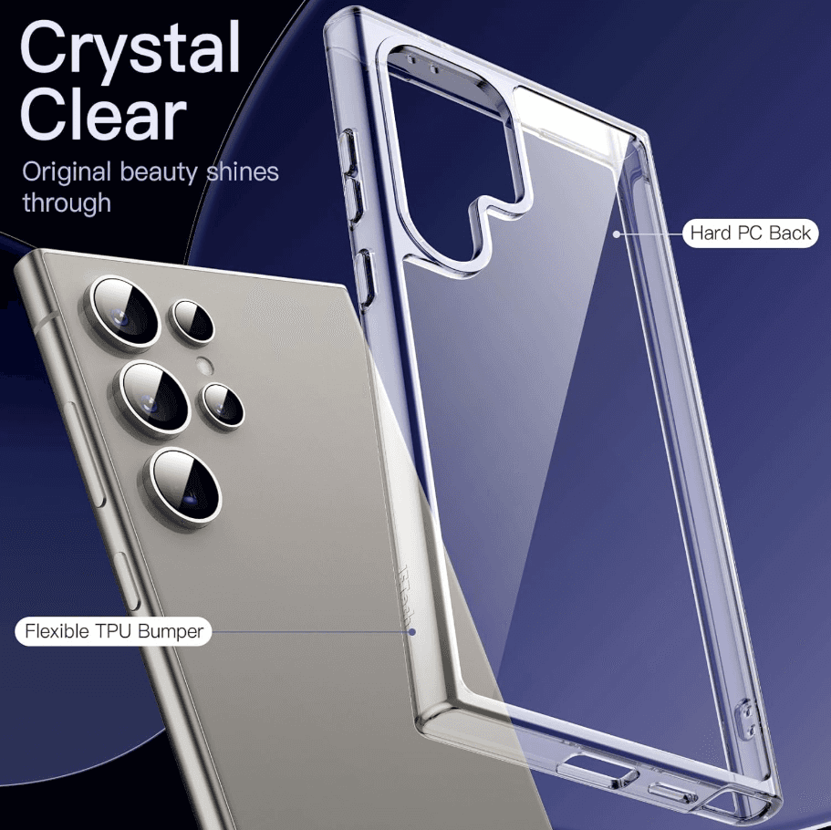 Samsung Galaxy S24 Ultra Hybrid Ultra Clear Shockproof Case – Hard Back with Soft Bumper