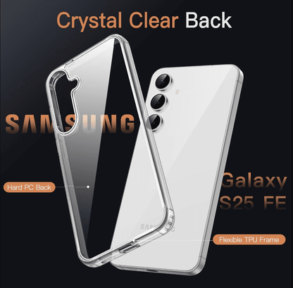 Samsung Galaxy S25 FE Hybrid Ultra Clear Shockproof Case – Hard Back with Soft Bumper
