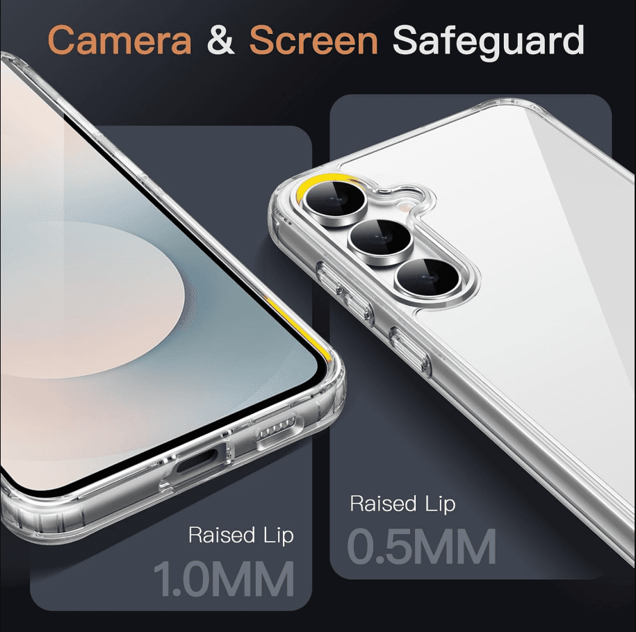 Samsung Galaxy S25 FE Hybrid Ultra Clear Shockproof Case – Hard Back with Soft Bumper