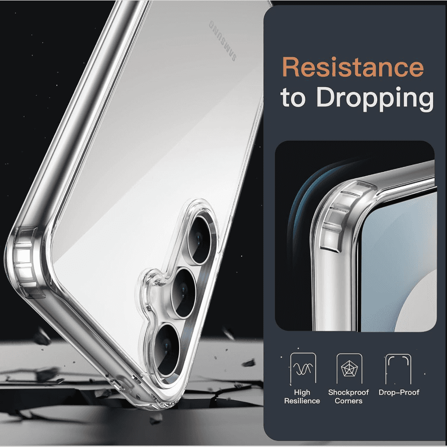 Samsung Galaxy S25 FE Hybrid Ultra Clear Shockproof Case – Hard Back with Soft Bumper