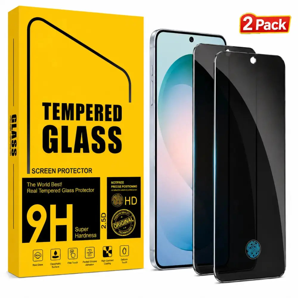 Samsung Galaxy S25 FE Privacy Tempered Glass Screen Protector (2 Pack) – 9H HD Anti-Spy, 2.5D Rounded Edge, Impact & Scratch Resistant
