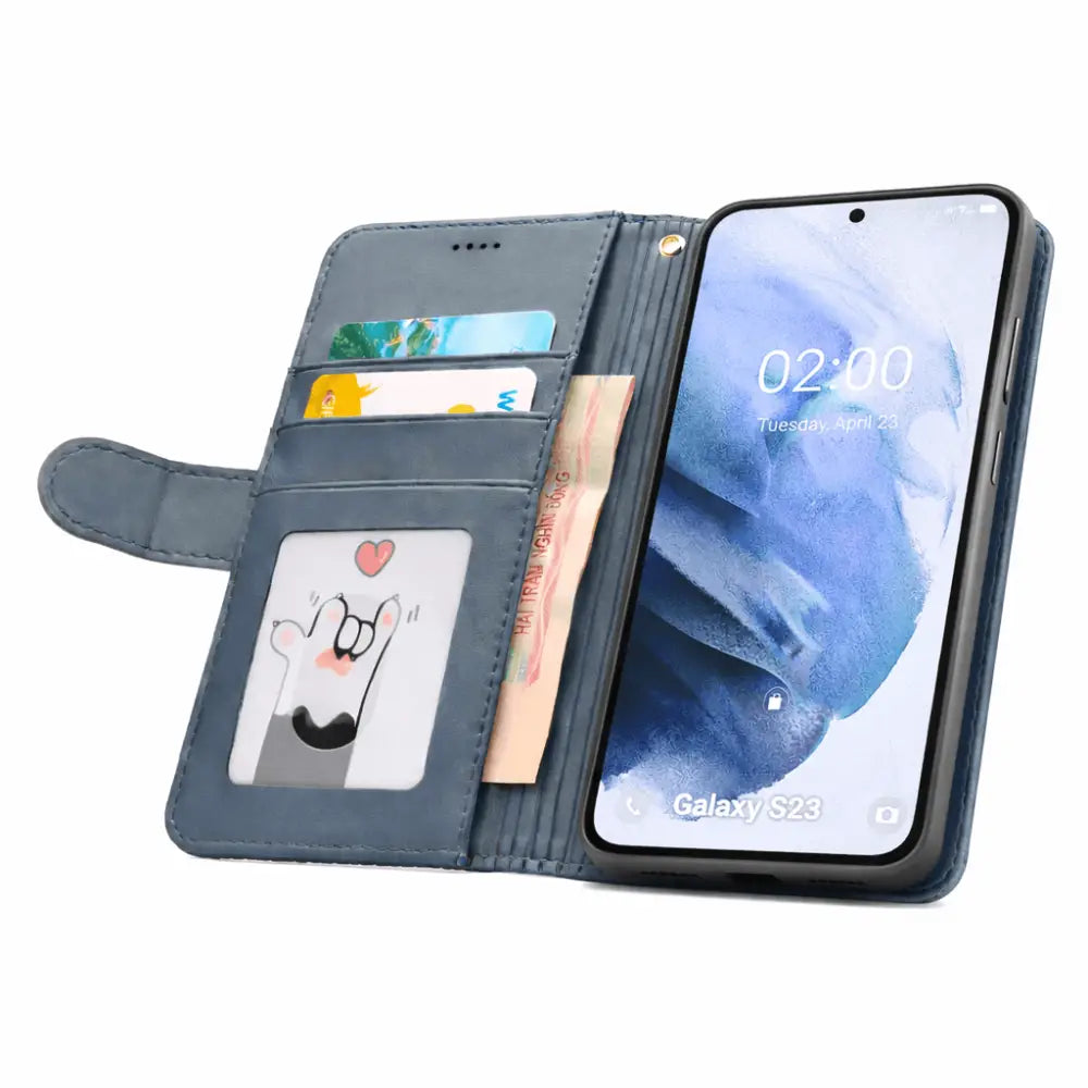 Samsung Galaxy S25 Flip Wallet Case Cowhide Dot Pattern