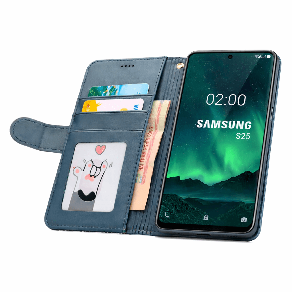 Samsung Galaxy S26 Flip Wallet Case Cowhide Dot Pattern