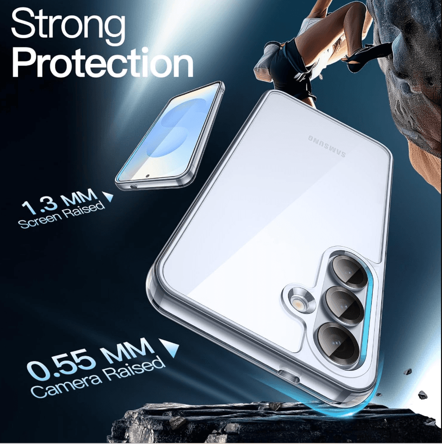 Samsung Galaxy S25 Plus Hybrid Ultra Clear Shockproof Case – Hard Back with Soft Bumper