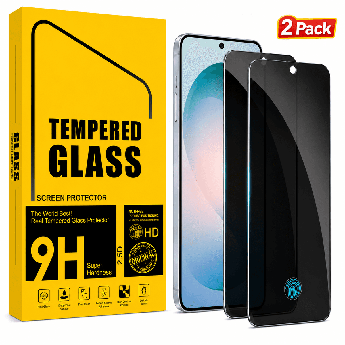Samsung Galaxy S26 Ultra Privacy Tempered Glass Screen Protector (2 Pack) – 9H HD Anti-Spy, 2.5D Rounded Edge, Impact & Scratch Resistant