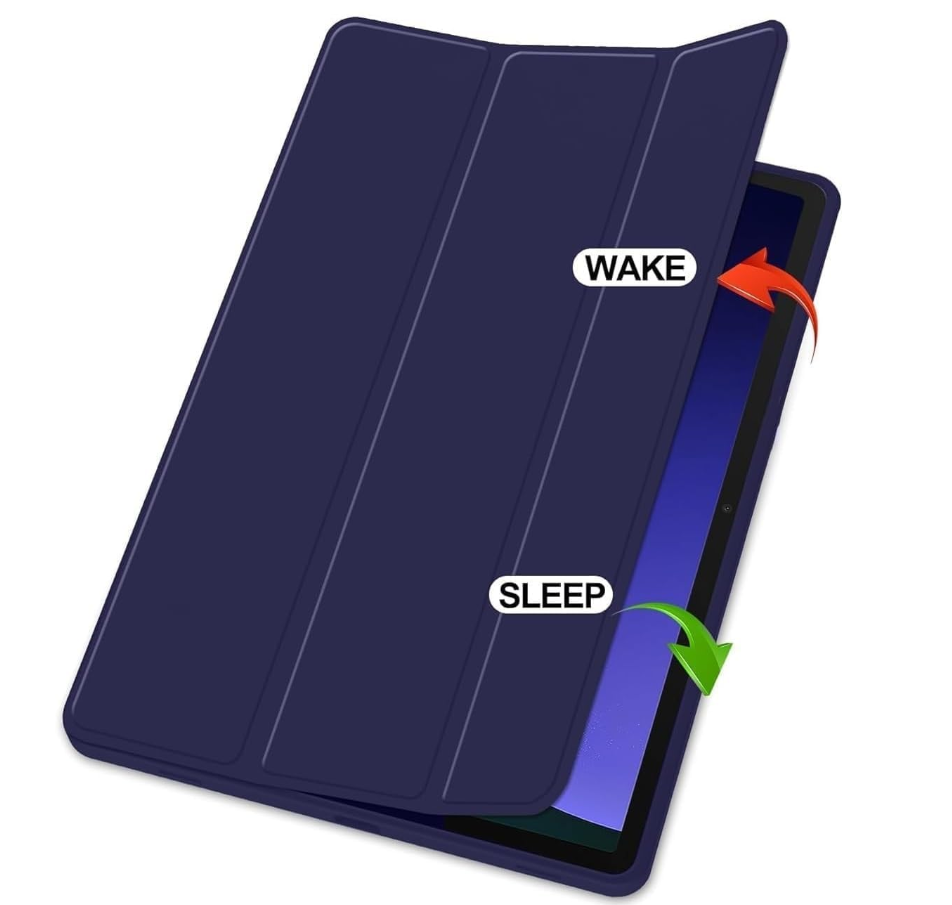 Ultra-Thin PU Leather Magnetic Case with Pencil Holder for Samsung Galaxy Tab A11+ Plus – Full Body Protective Folio Cover (Blue)