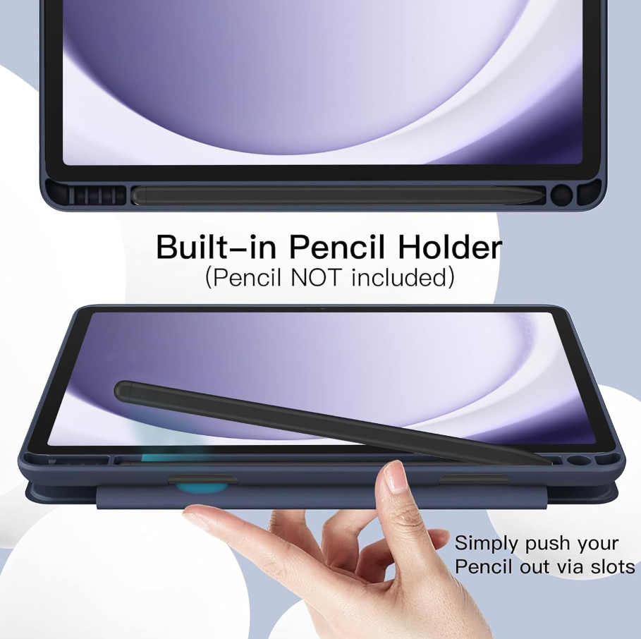 Ultra-Thin PU Leather Magnetic Case with Pencil Holder for Samsung Galaxy Tab A11+ Plus – Full Body Protective Folio Cover (Blue)