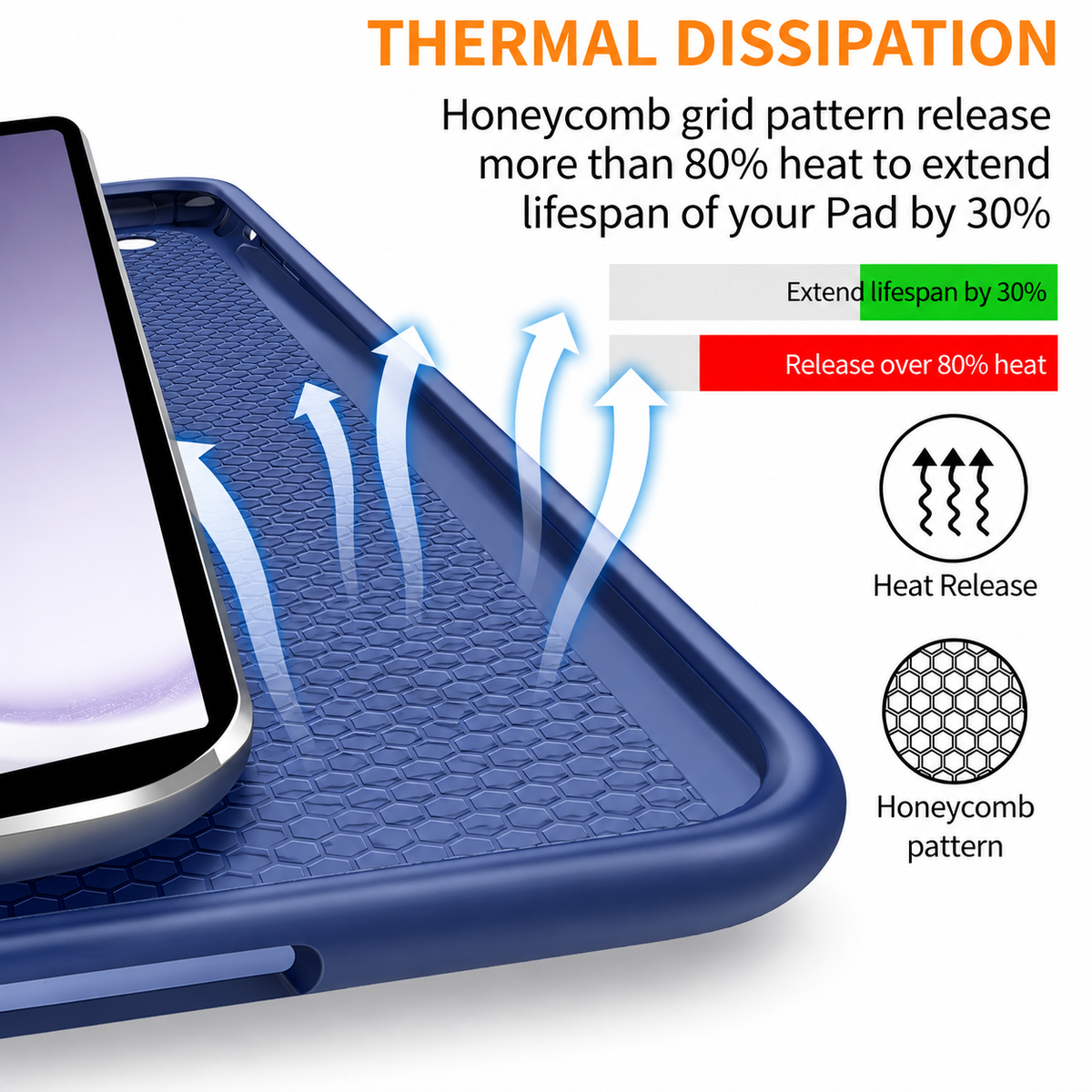 Ultra-Thin PU Leather Magnetic Case with Pencil Holder for Samsung Galaxy Tab A9 – Full Body Protective Folio Cover (Blue)