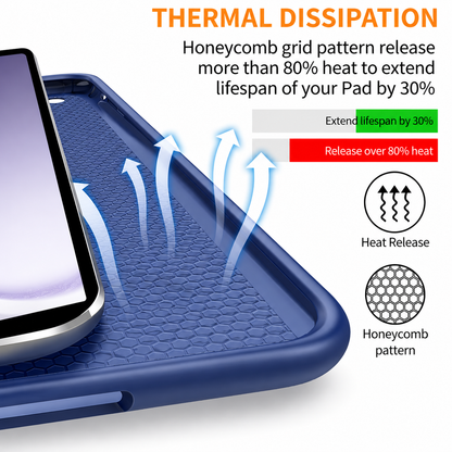 Ultra-Thin PU Leather Magnetic Case with Pencil Holder for Samsung Galaxy Tab A11 – Full Body Protective Folio Cover (Blue)