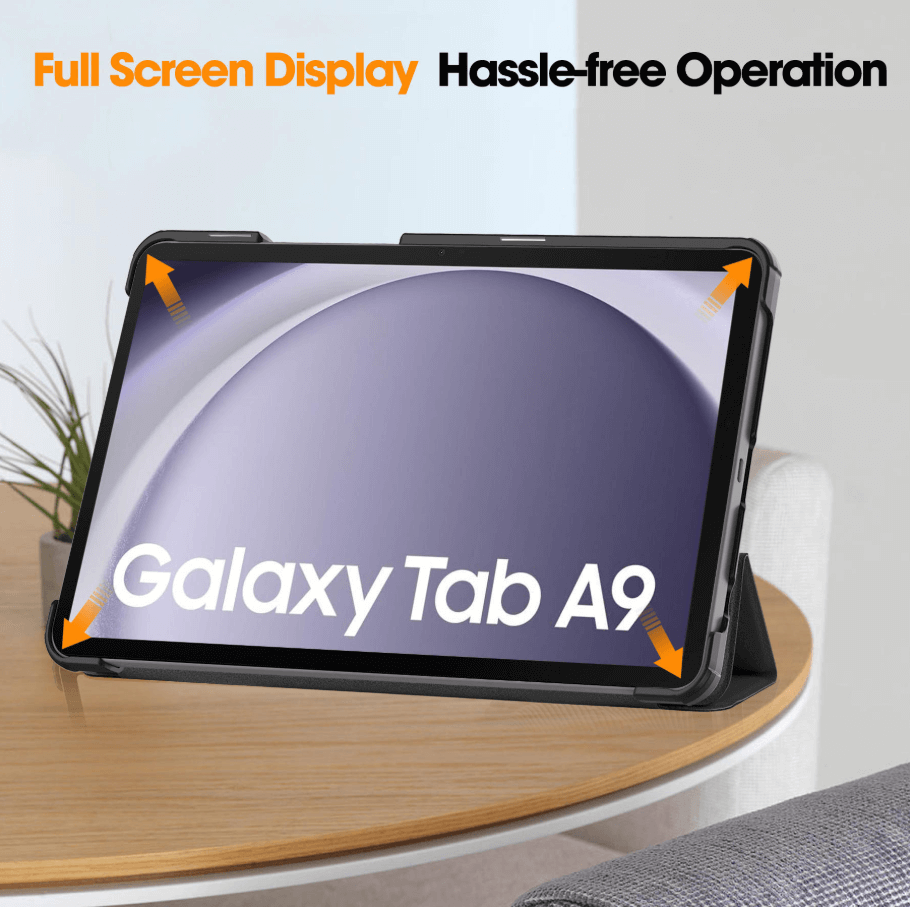 Samsung Galaxy Tab A9 8.7 Trifold Folio Stand Slim PU Leather Magnetic Flip Cover Case