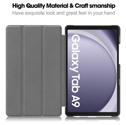 Samsung Galaxy Tab A9 8.7 Trifold Folio Stand Slim PU Leather Magnetic Flip Cover Case