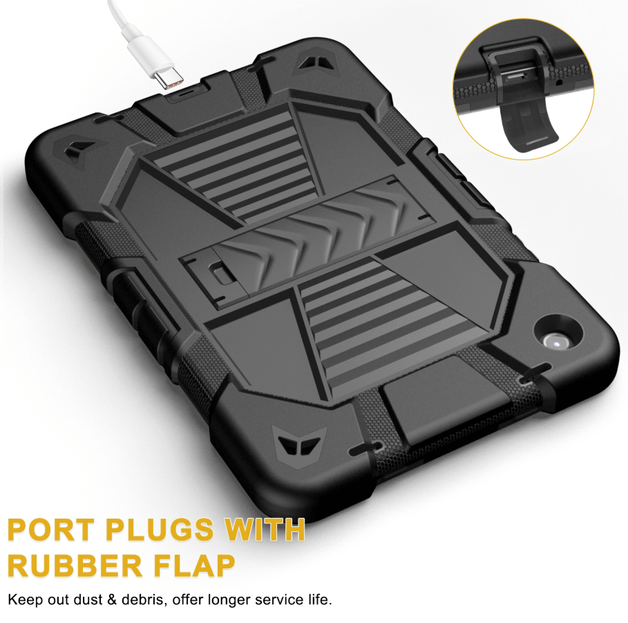 Samsung Galaxy Tab A11+ Rugged Shockproof Case with Kickstand (Black)