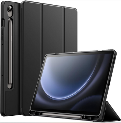 Ultra-Thin PU Leather Magnetic Case with Pencil Holder for Samsung Galaxy Tab S9 FE – Full Body Protective Folio Cover