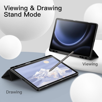 Ultra-Thin PU Leather Magnetic Case with Pencil Holder for Samsung Galaxy Tab S10 FE – Full Body Protective Folio Cover