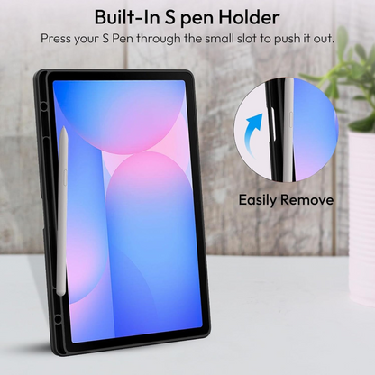 Ultra-Thin PU Leather Magnetic Case with Pencil Holder for Samsung Galaxy Tab S9 FE – Full Body Protective Folio Cover