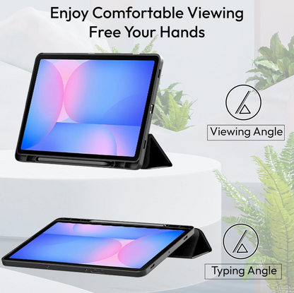 Ultra-Thin PU Leather Magnetic Case with Pencil Holder for Samsung Galaxy Tab S9 FE – Full Body Protective Folio Cover