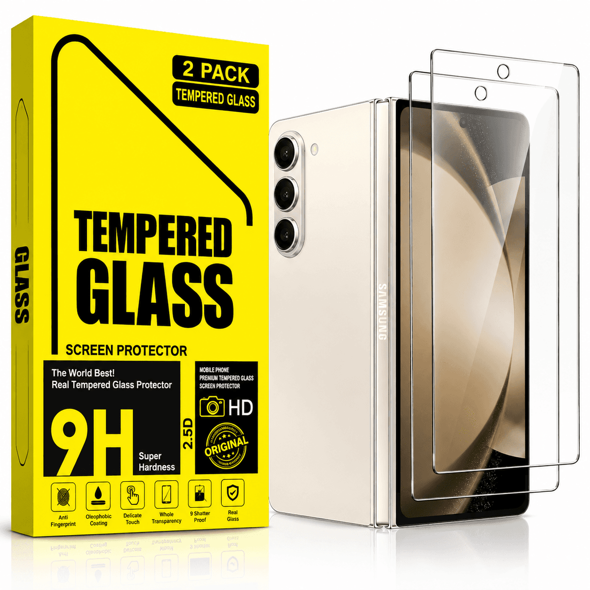 Samsung galaxy Z fold 4 Tempered Glass Screen Protector (2 Pack) – 9H HD Clear 2.5D Rounded Edge