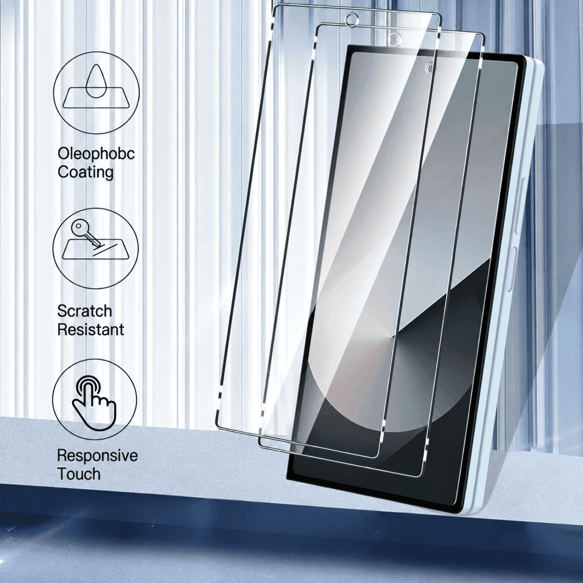Samsung galaxy Z fold 4 Tempered Glass Screen Protector – 9H HD Clear 2.5D Rounded Edge