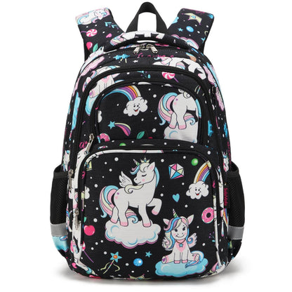 Black Rainbow Unicorn Backpack & Girls School Bags