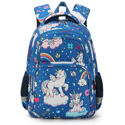 Blue Rainbow Unicorn Backpack & School Bags for Girls