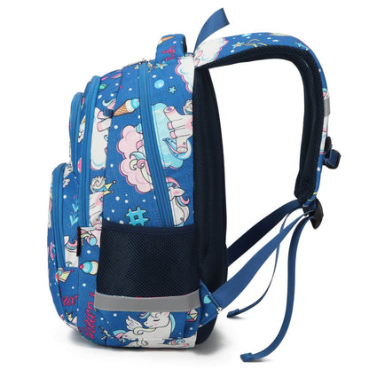 Blue Rainbow Unicorn Backpack & School Bags for Girls