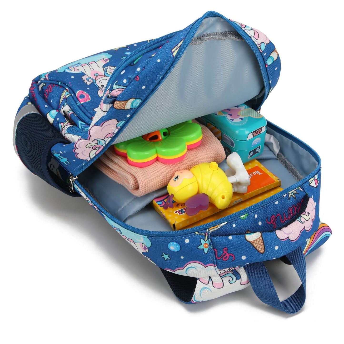 Blue Rainbow Unicorn Backpack & School Bags for Girls