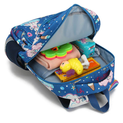 Blue Rainbow Unicorn Backpack & School Bags for Girls