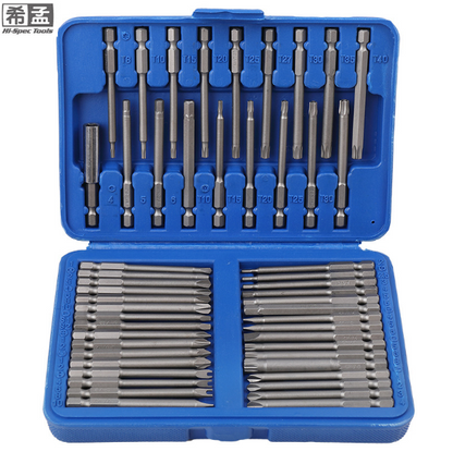 50Pcs Extra Long Bit Kit Slotted Screwdriver Hand Opening Repair Hand Type Tool