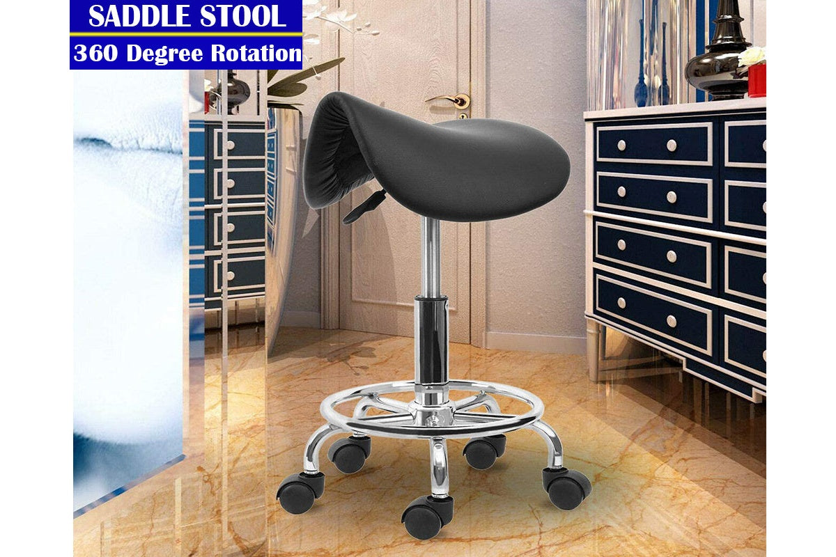 Rolling Saddle Stool PU Leather